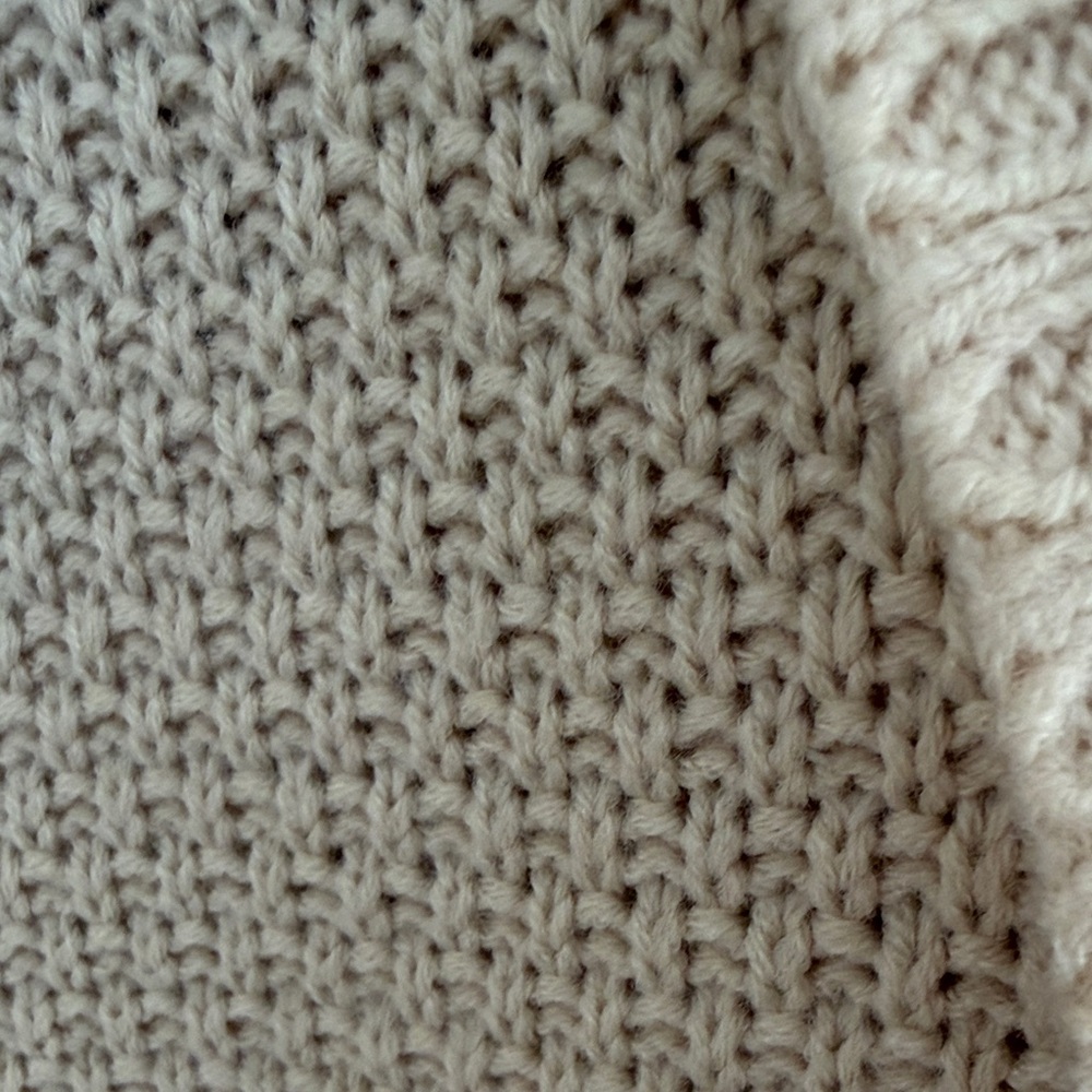 BKE Patchwork Knit Cardigan in Cream and Brown - Picture 6 of 7